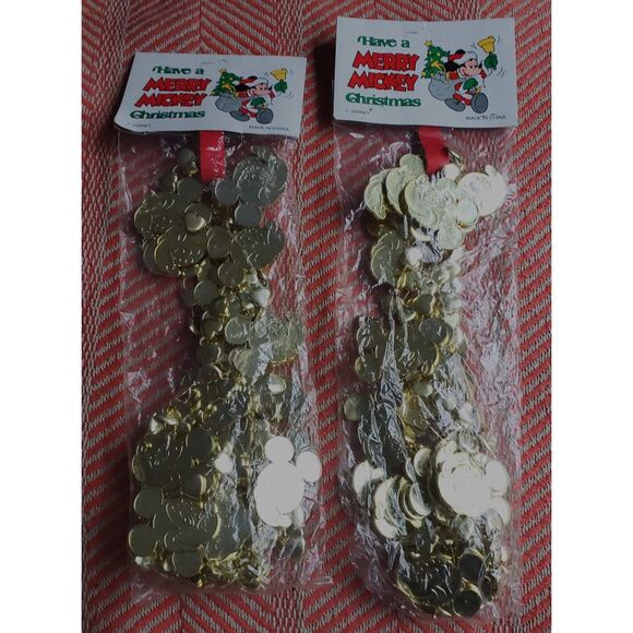 Vintage New in Package Merry Mickey Ornament Lot of 10 Incl. 2 Pck Garland RARE! - Picture 6 of 7